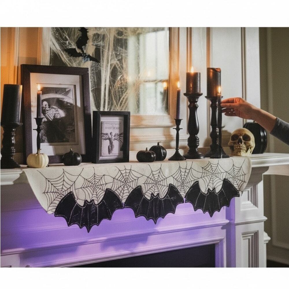 Christian LaCroix Halloween Bat Mantel Scarf 84" x 10" x 12" NIP
